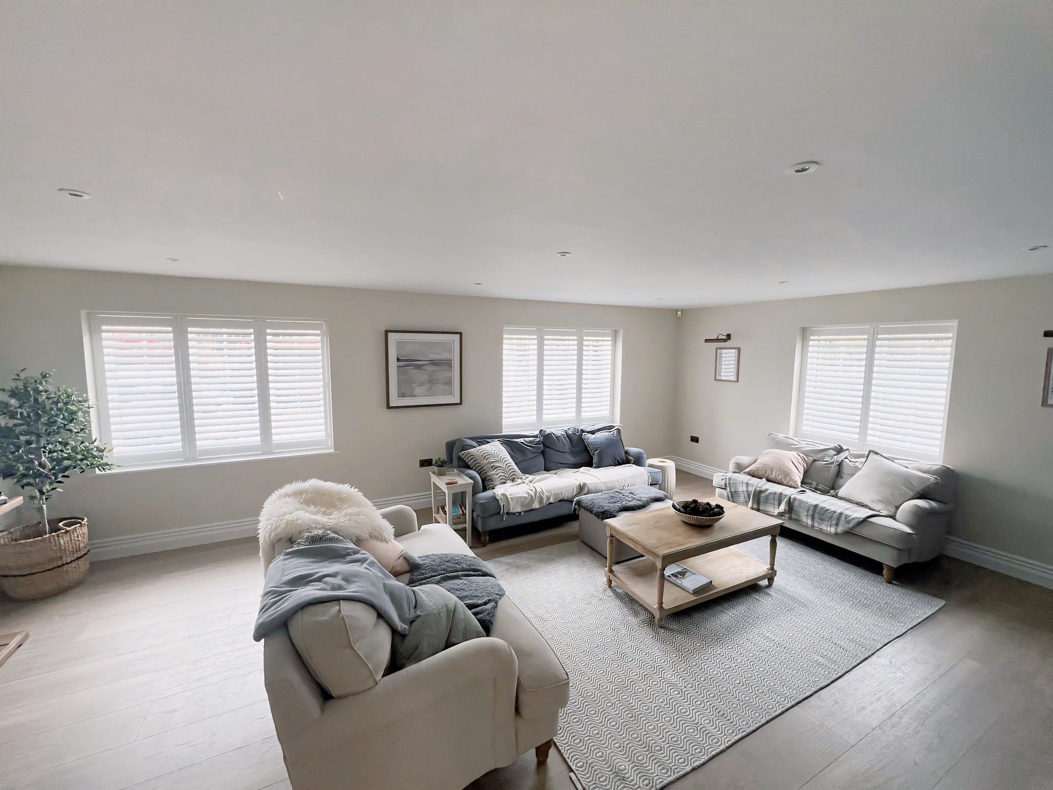 Brighten Up Your Home With Our Stunning Full Height Shutters in Pure White! Just take a Look At This Recent Installation Across All Three Windows ! Not Only Do These Shutters Add a Touch of Elegance, but They Also Flood The Room with Natural Light, C