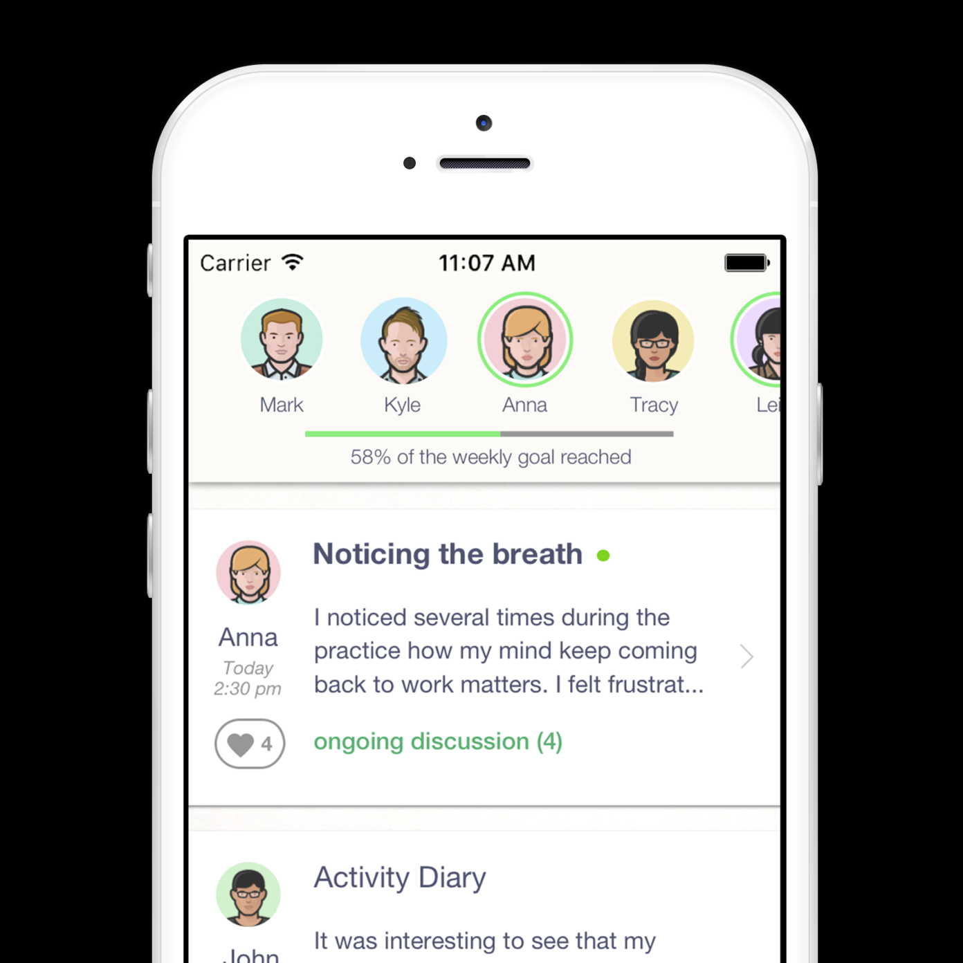 Anonymous support group for increased engagement