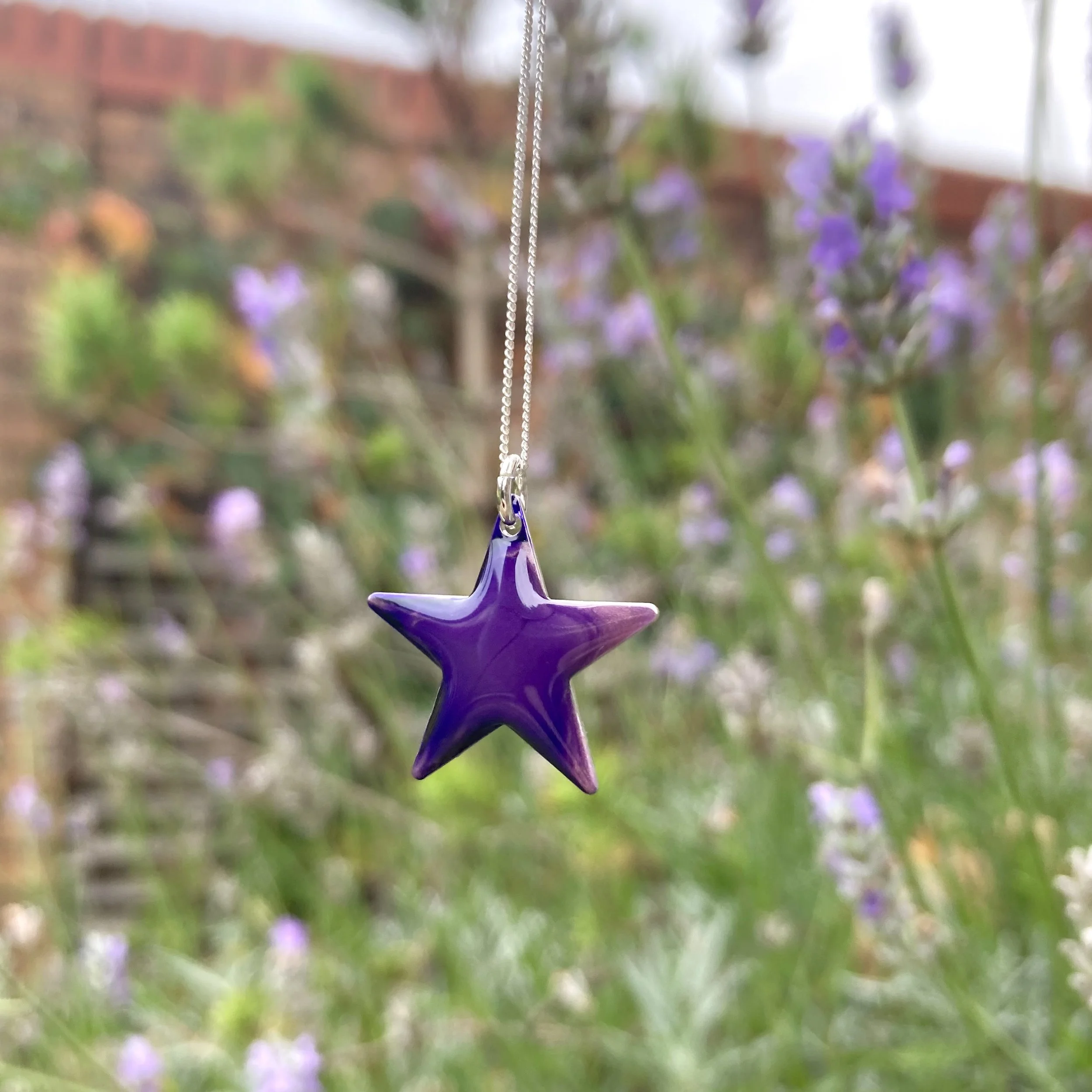 Celestial Pendant-Sterling Silver Star-hand painted-deep purple metallics-Flow Creativity.jpg
