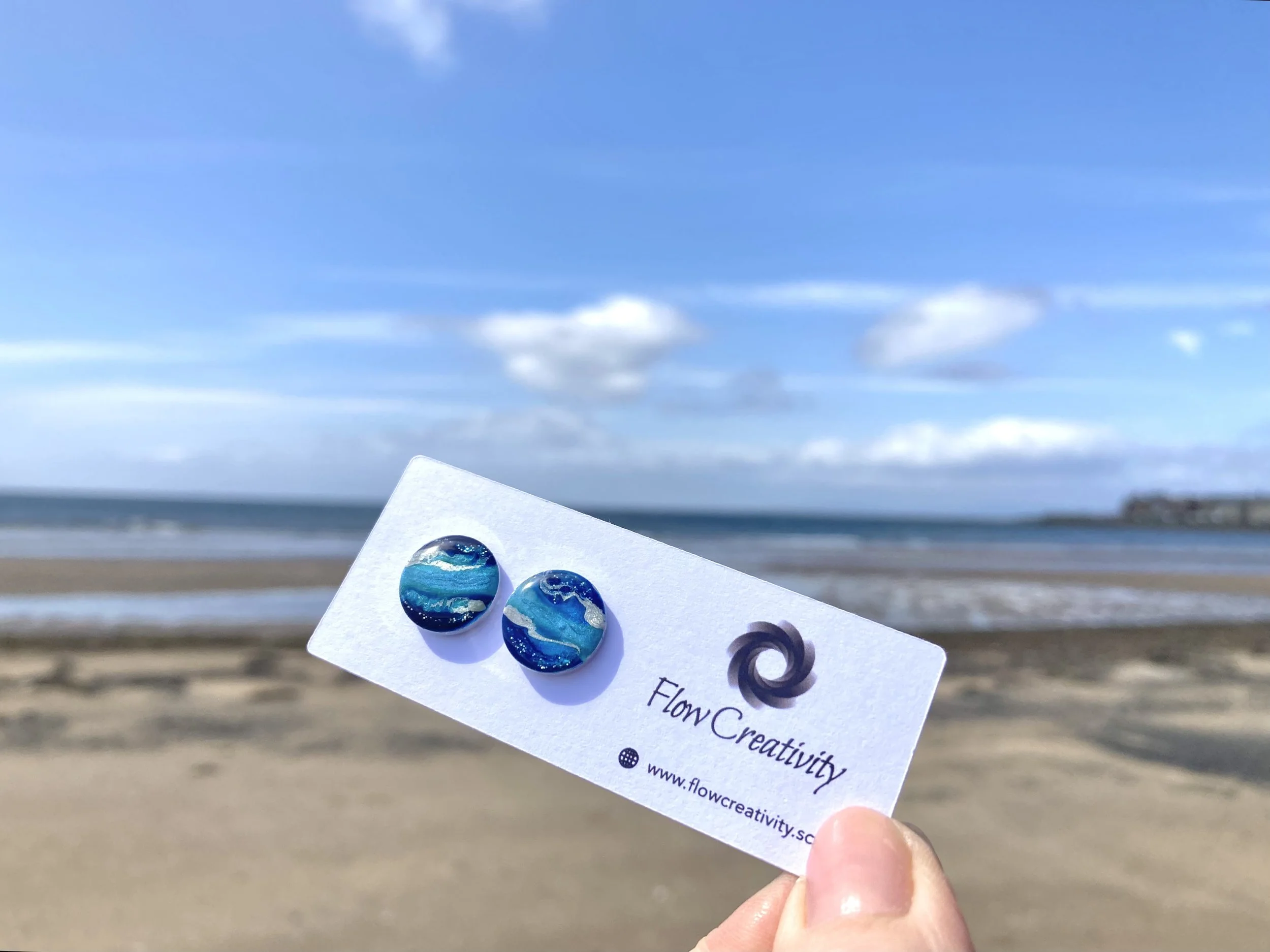 Flow Creativity-Ocean Inspiration-Stud Earrings-hand painted Scottish Jewellery.jpg