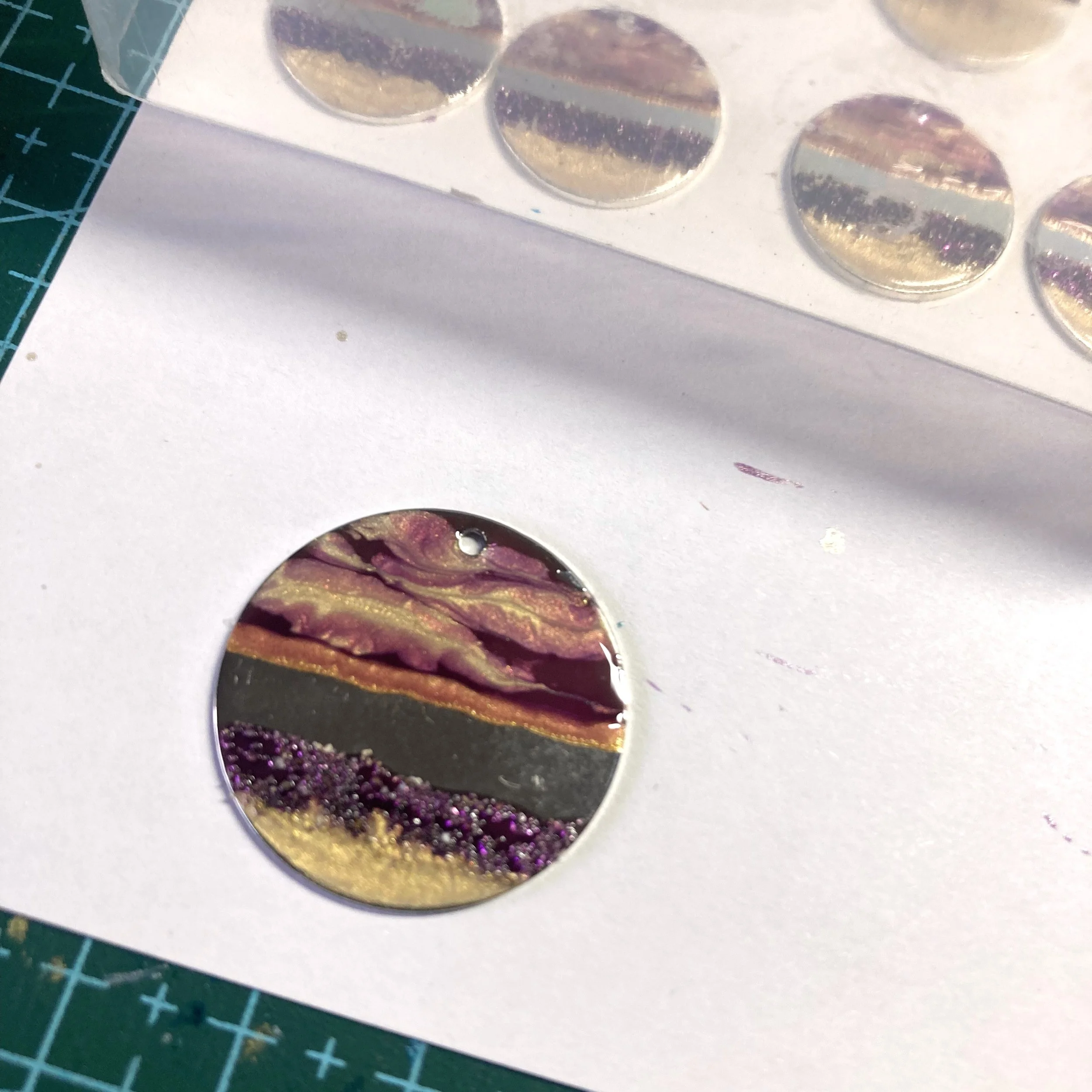 Flow Creativity - Arran Flow - work in progress - hand painted pendant and earrings - Scottish Jewellery.jpeg