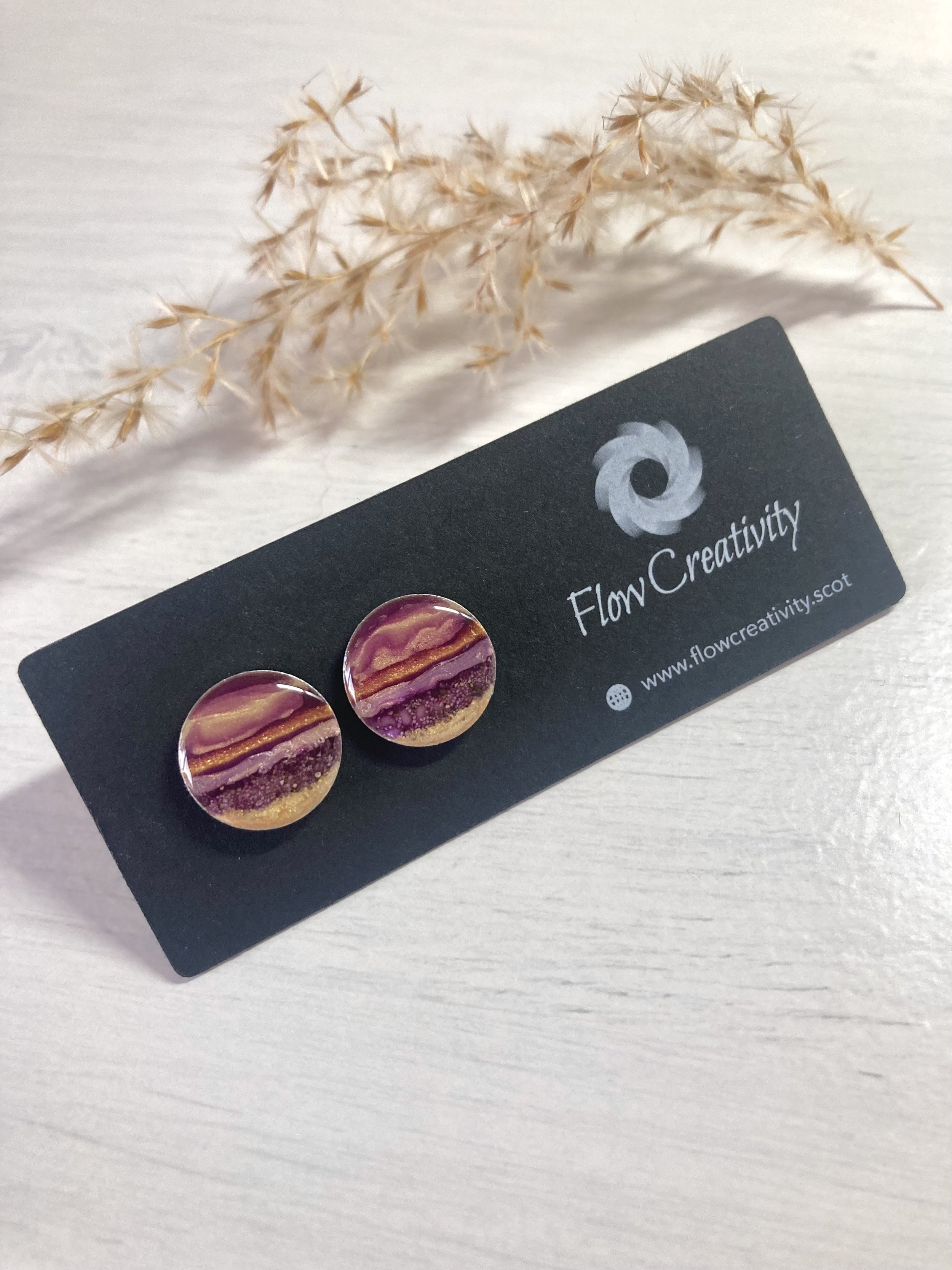 Stud Earrings-Arran Flow Sunset Design-with sand from Blackwaterfoot Shore-Isle of Arran-Scottish Jewellery.jpeg
