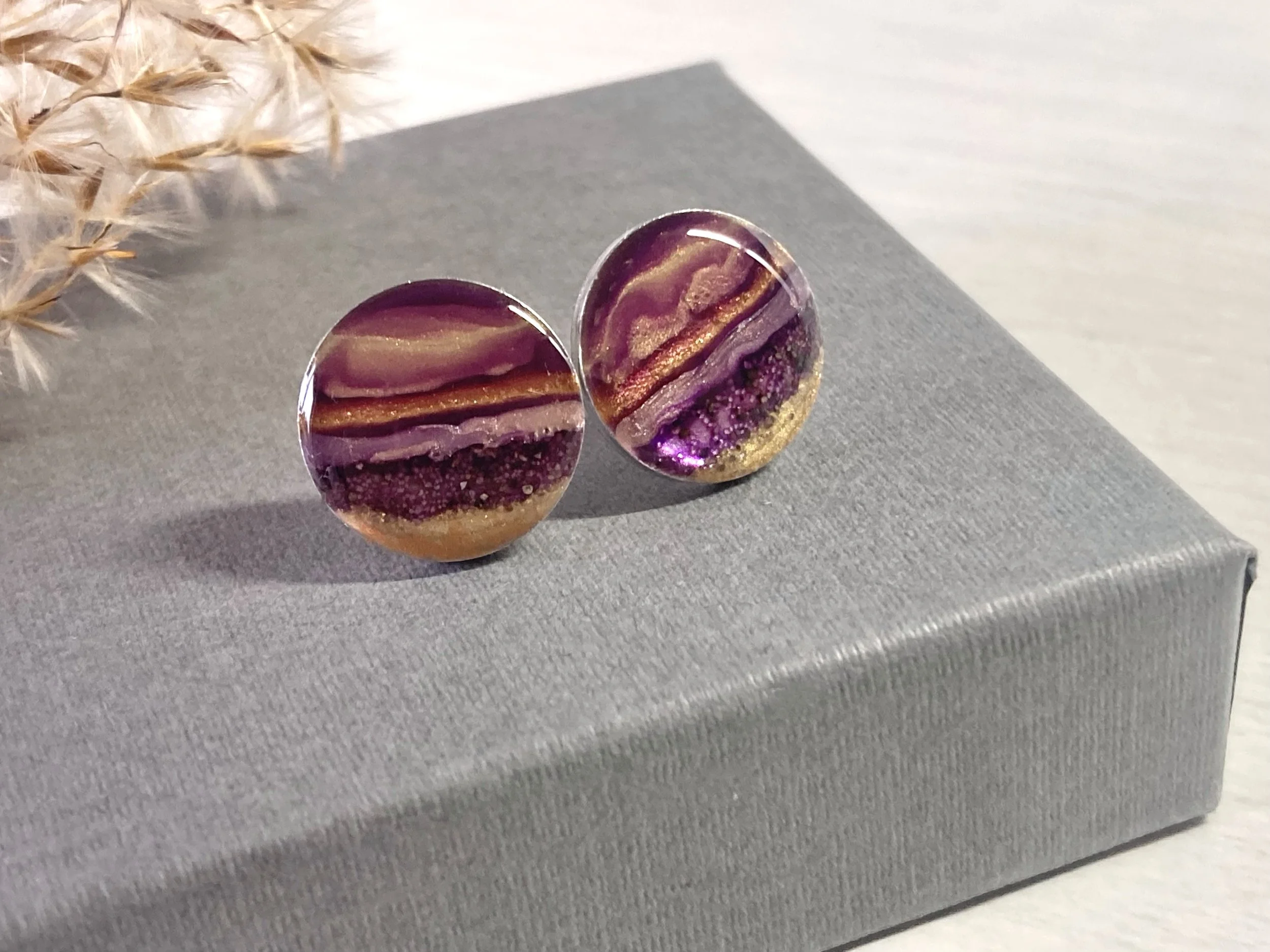 Flow Creativity-Arran Flow-hand painted Stud Earrings-with sand from Blackwaterfoot-Scottish Jewellery.jpeg