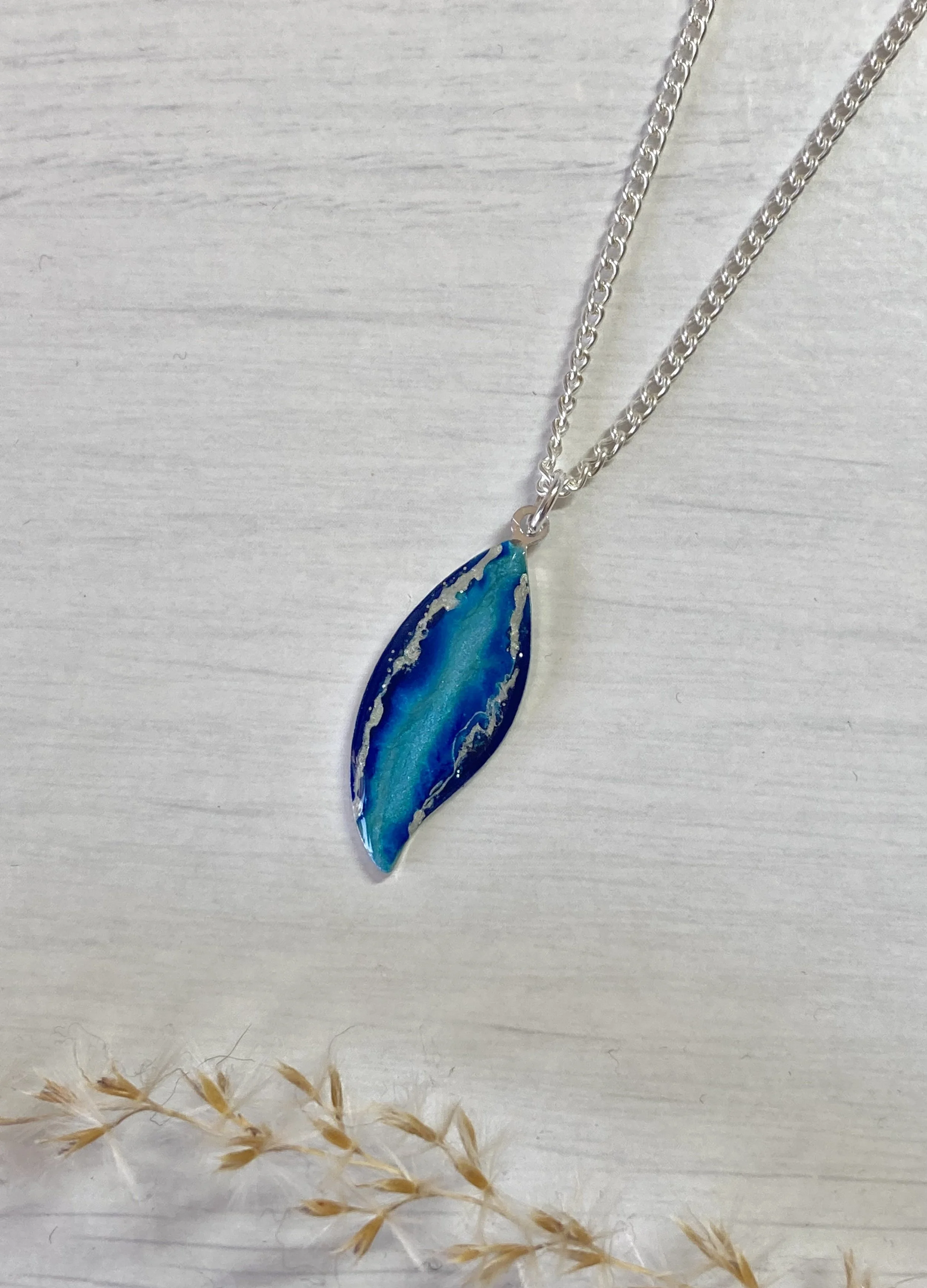 Leaf Pendant-Ocean Design-Flow Creativity-Hand painted Scottish Jewellery.jpeg