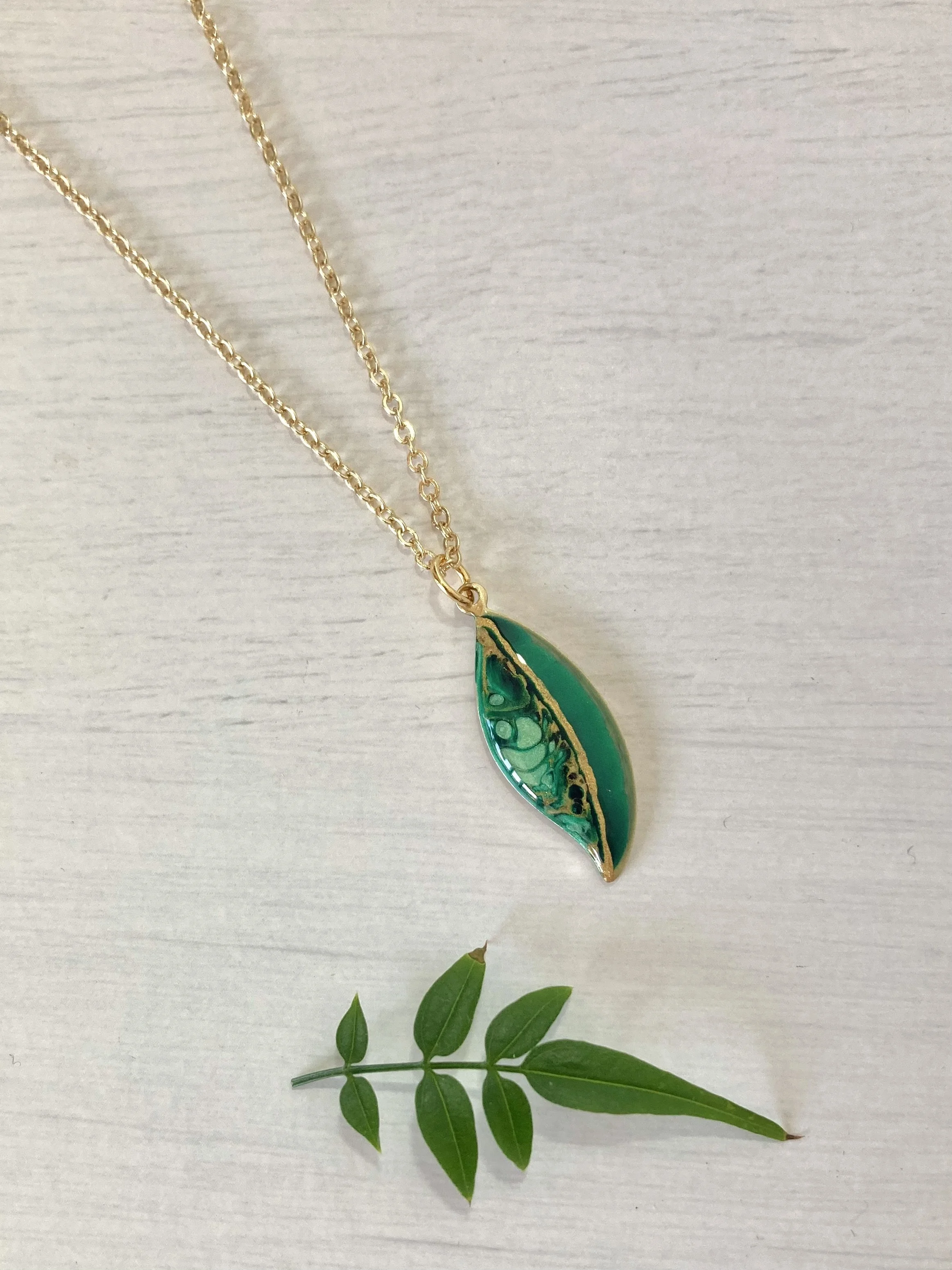 Forest Leaf Pendant-Flow Creativity-hand painted Scottish Jewellery.jpeg