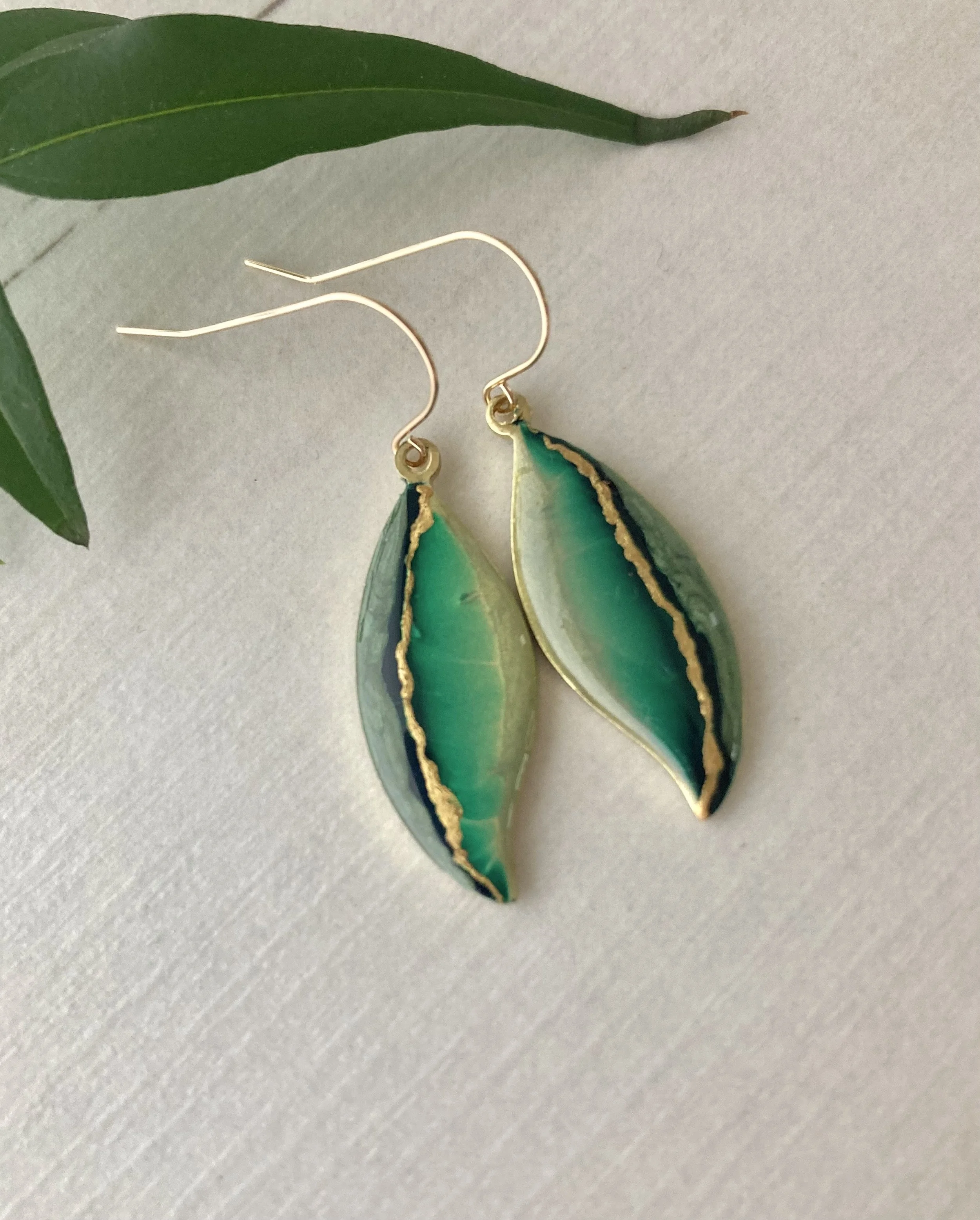 Flow Creativity-Leaf Earrings-Forest Design-Gold Filled Earring Wires.jpg
