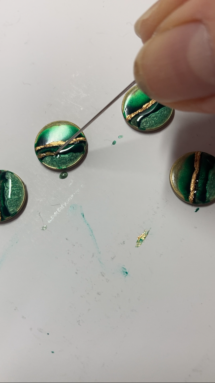Vibrant Green Earrings-hand painted in Glasgow-Flow Creativity-Forest Light Design.PNG