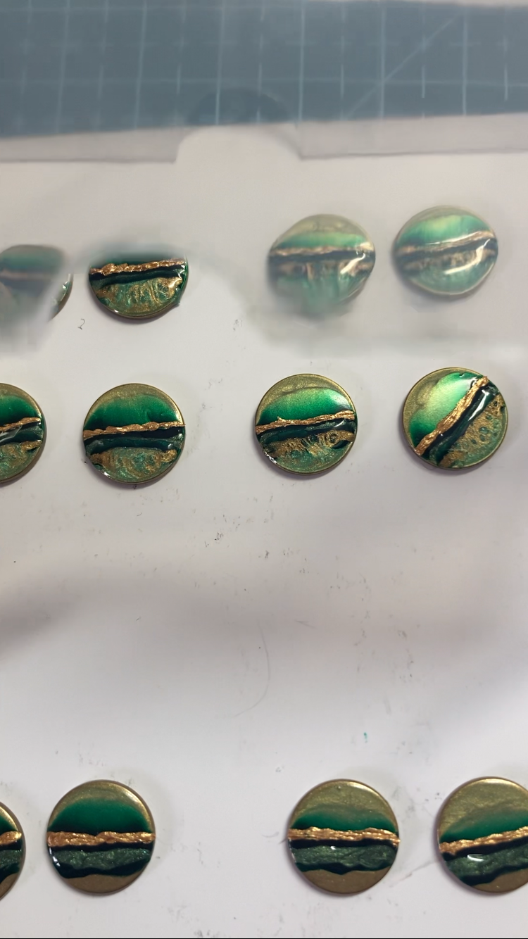 Forest Stud Earrings-finished and painting in progress-Flow Creativity-Scottish Jewellery.PNG