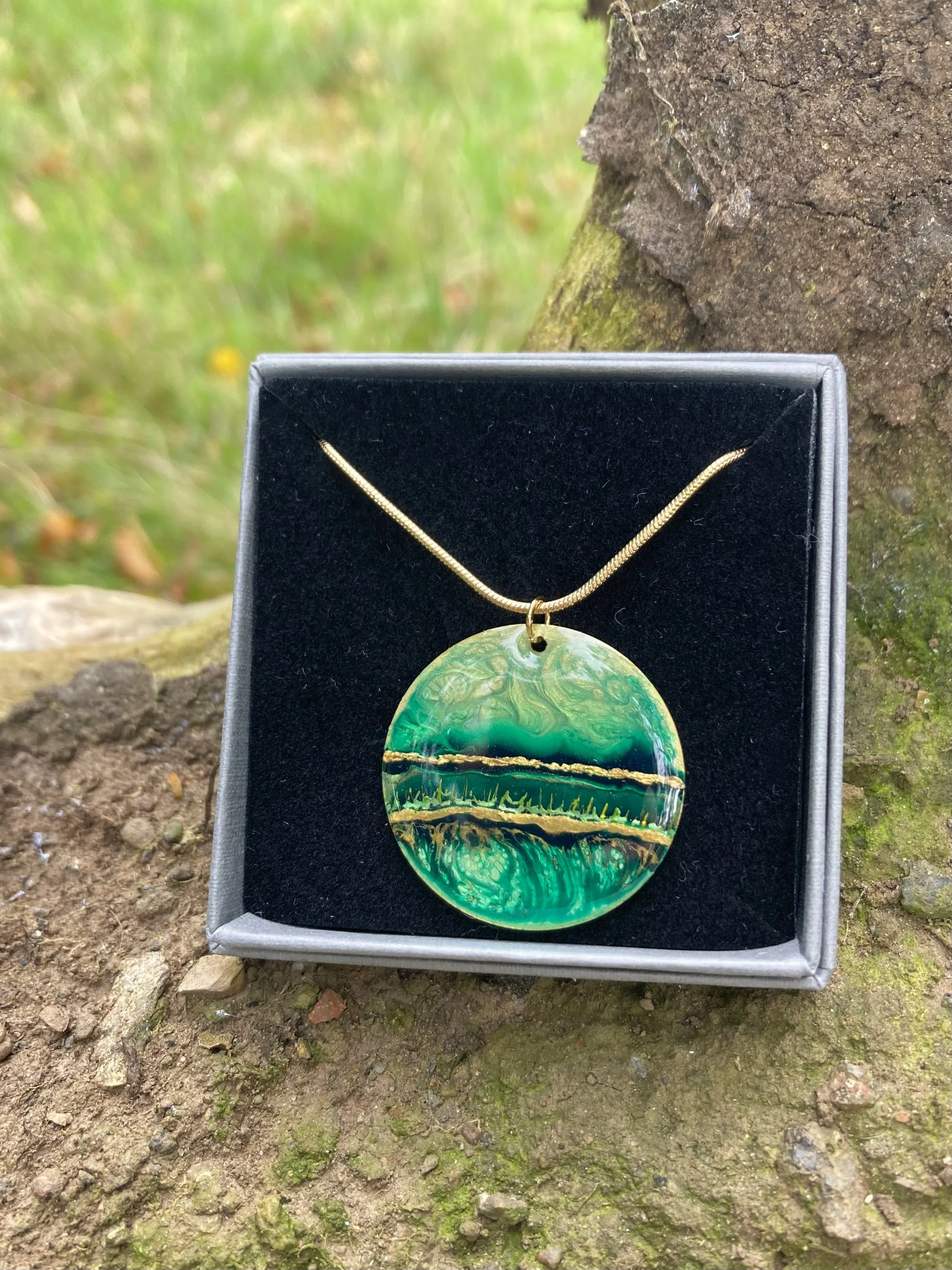 Flow Creativity-Forest Pendant 32mm-hand painted Scottish Jewellery.jpeg