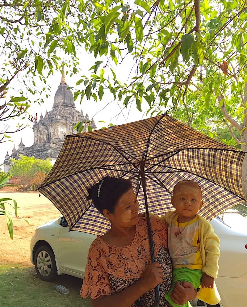 Woman wearing the local sunscreen in Myanmar. Photo: Patti Neves