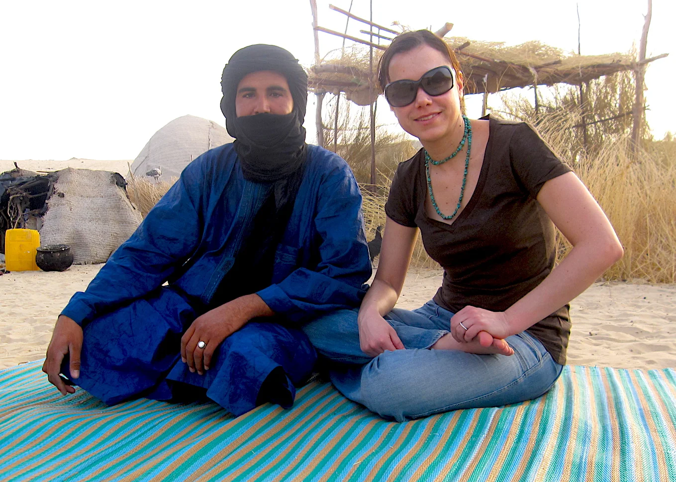 My Tuareg guide and I in the base Sahara camp, North of Timbuktu. Photo: Patti Neves
