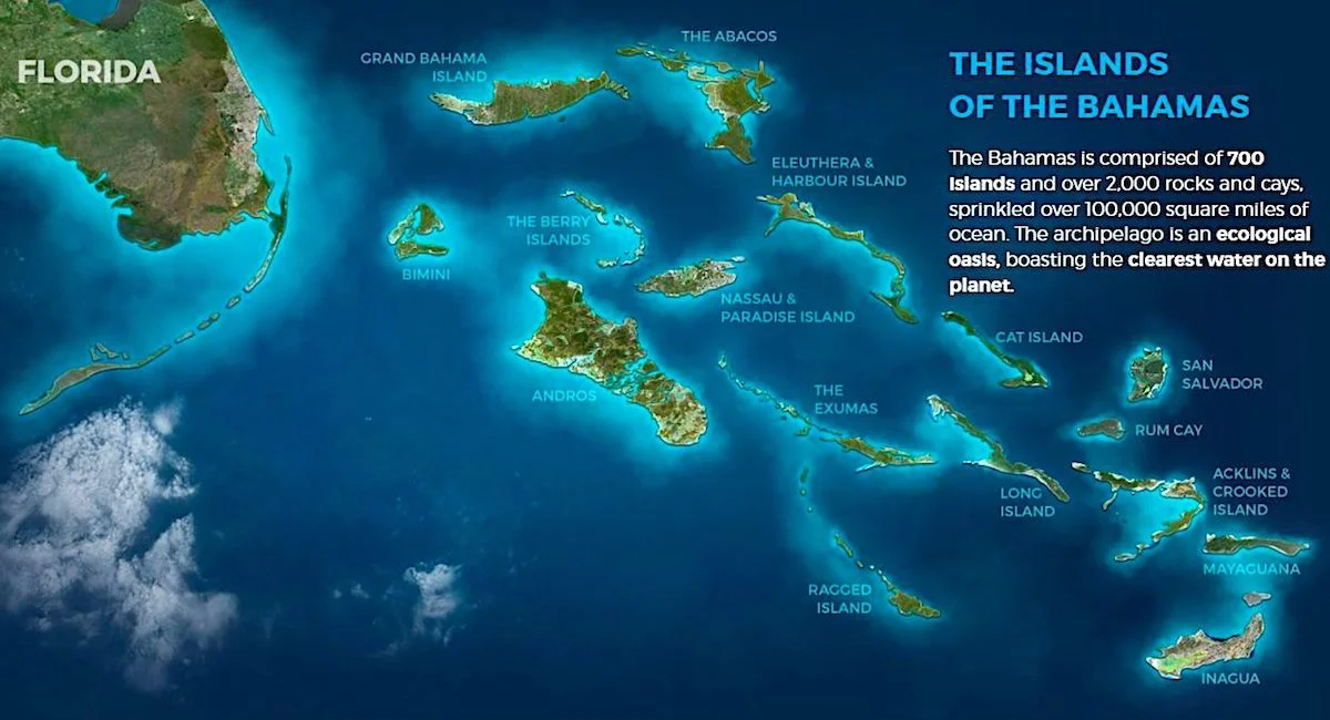 As setecentas ilhas das Bahamas. Crédito: Bahamas.com