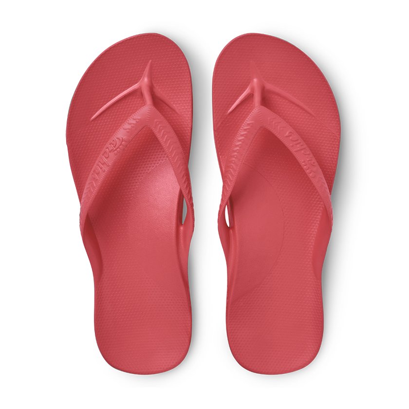 Archies_Thongs_- Coral -_Arch_Support_Sandals_Birds_Eye_View.jpg