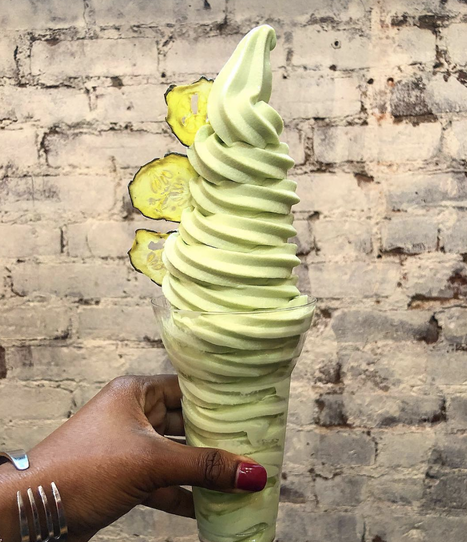 Dill Pickle soft serve from The Lucky Pickle Dumpling Co. Photo by @ms_new_foodie