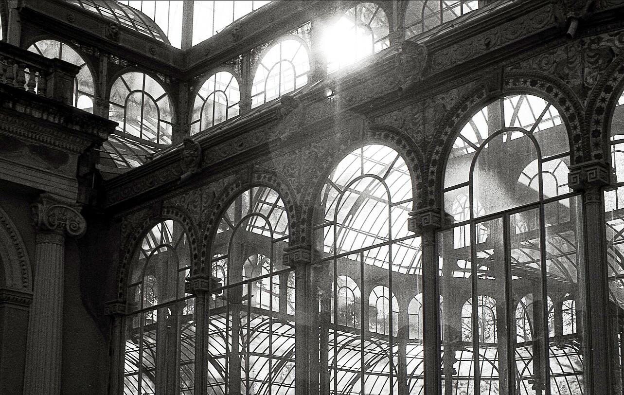 The combination of light, steel, and glass, combine into a treat for the eyes. Seeing how this series of photographs turned out, I&rsquo;m reminded of the iron work seen in the lobby of the original Penn Station. 

📷 Mamiya 1000DTL, 55mm 1.4
🎞 Foma