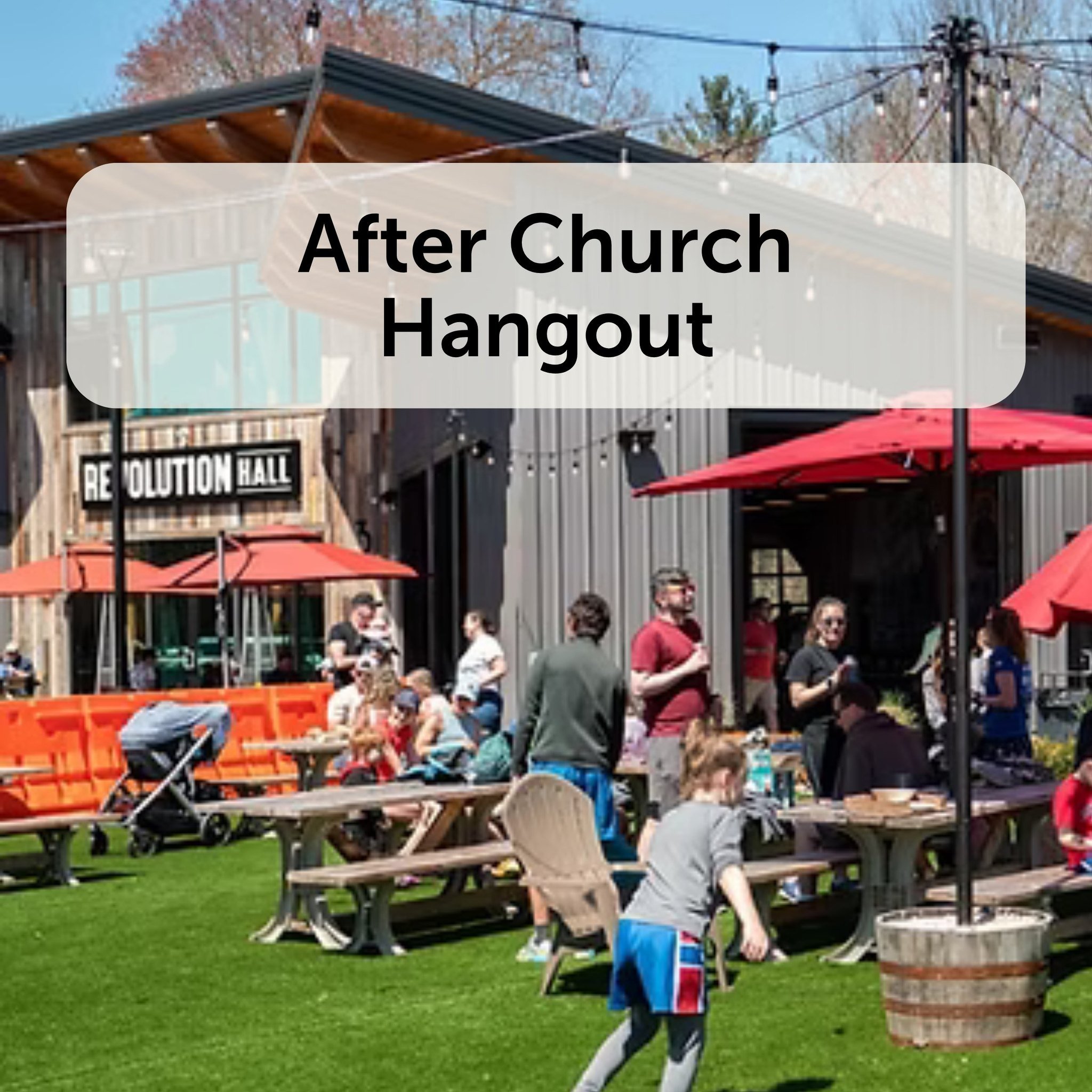 You know that feeling when church ends and you don&rsquo;t want it to be over?
Yeah, us too. So&hellip; we made a plan. 👏

After Church Hangout &rarr; Sunday, July 13 🎉
Join us at Revolution Hall in Lexington right after the service for food, games