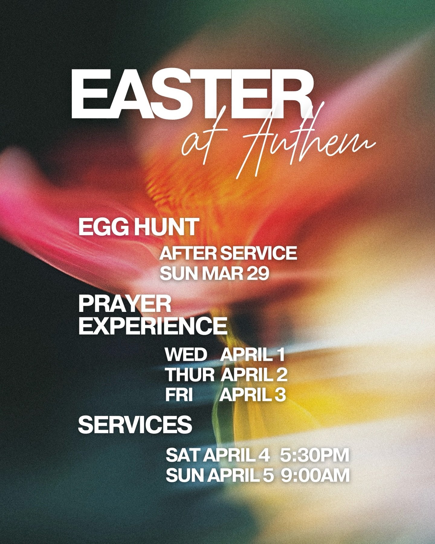 Easter at Anthem is almost here and we don&rsquo;t want you to miss a thing. 🌸

Save these dates and share with someone you&rsquo;d love to bring along!

Whether you&rsquo;re coming with family, bringing a neighbor, or just looking for a place to ma