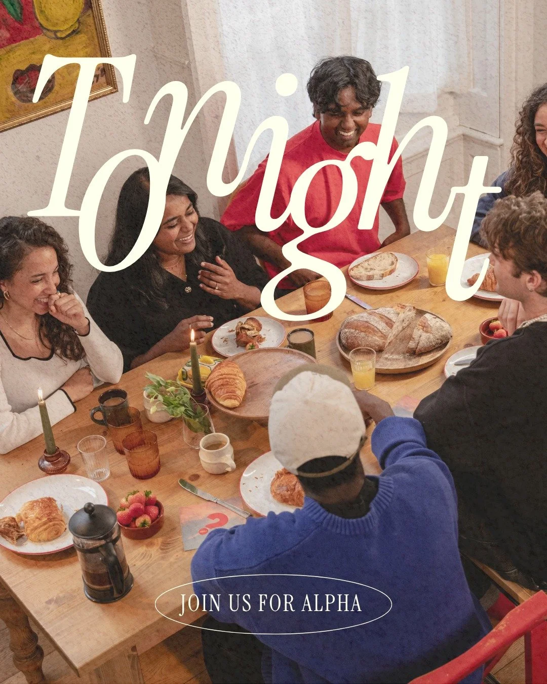 It starts TONIGHT. ❤

If you have ever had questions about faith, life, and what it all means &mdash; Alpha is for you. And it kicks off this evening!

Every Monday night we'll share a meal together, watch a short film unpacking one of the big questi