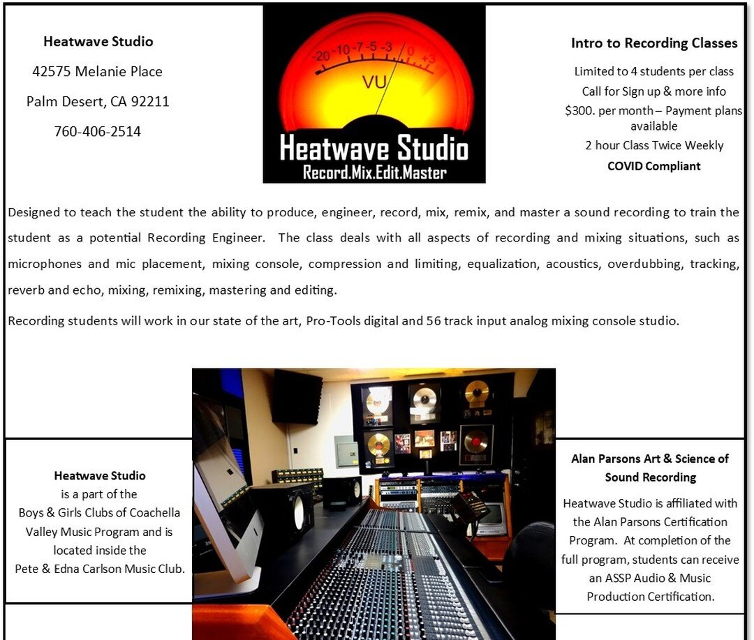 🎙️Intro to Recording is starts soon! 🎧 We are taking sign ups now for our next sessions.  Limited to 4 per class, twice weekly.  Contact us for more information! 📲