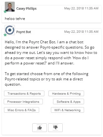 Exemple de l’un des chatbots de Relay utilisant le Natural Language Processing (NLP) pour surmonter les erreurs grammaticales d’un usager.