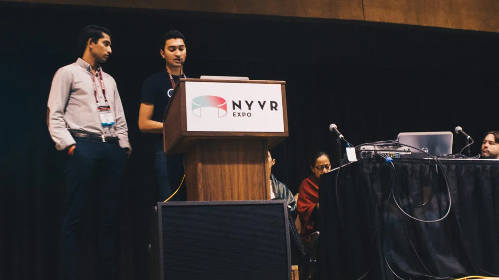 Siddharth Saxena (Oblix, CEO & Product Architect) and Andy Vadapalli (Oblix, Director of Operations and Business Development) speaking in the Startup Pitch Competition.