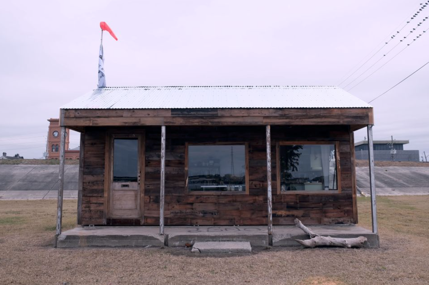 The exterior of Mark Dion 's "Field Station of the Melancholy Marine Biologist" at Historic Algiers Point, photo thanks to Imani Jacqueline Brown.
