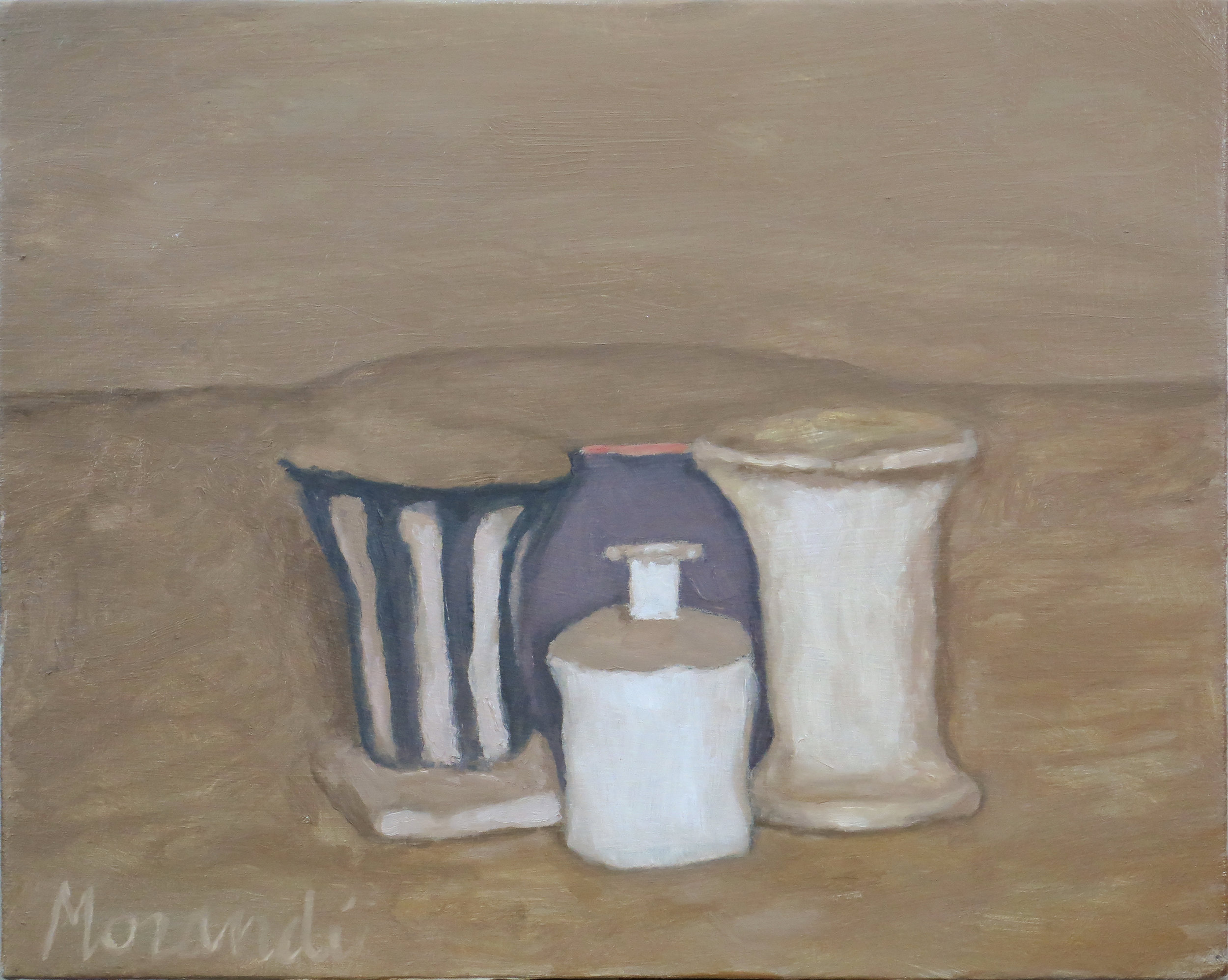 Seth Alverson . Fake Morandi 2 , 2017. Oil on canvas. 12” x 15”.