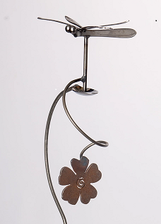 Single Dragonfly Garden Stake w/ Flower