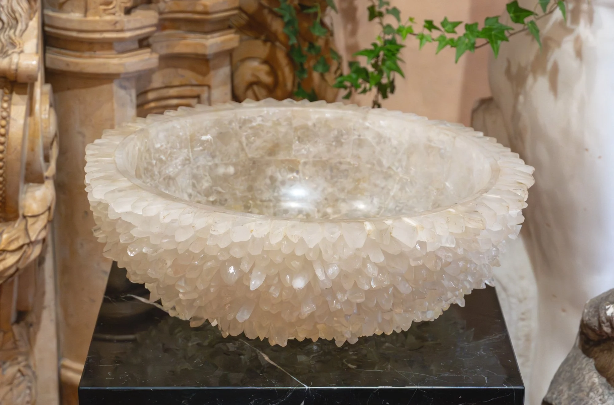 White Crystal sink with natural geodes