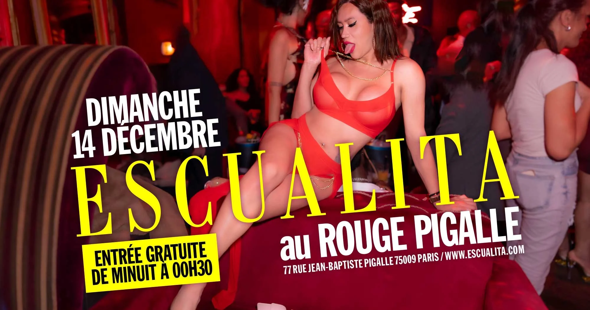 ESCUALITA LA SOIRÉE TRANSEXUELLE DIMANCHE SOIR AU ROUGE PIGALLE, PARIS