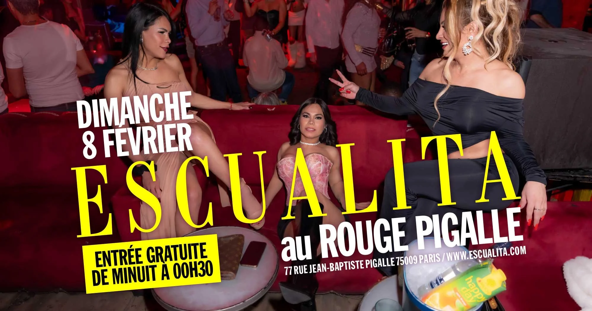 ESCUALITA LA SOIRÉE TRANSEXUELLE DIMANCHE SOIR AU ROUGE PIGALLE, PARIS