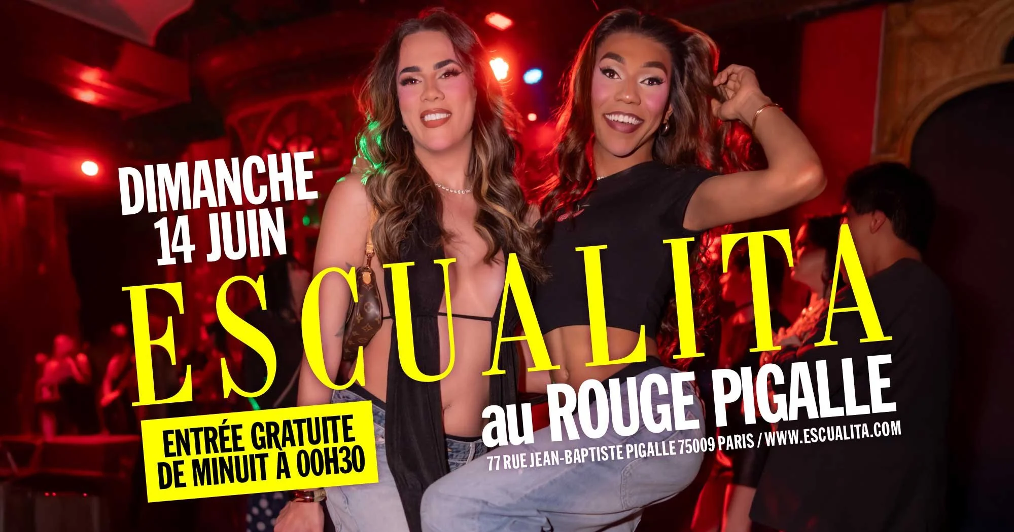 ESCUALITA LA SOIRÉE TRANSEXUELLE DIMANCHE SOIR AU ROUGE PIGALLE, PARIS