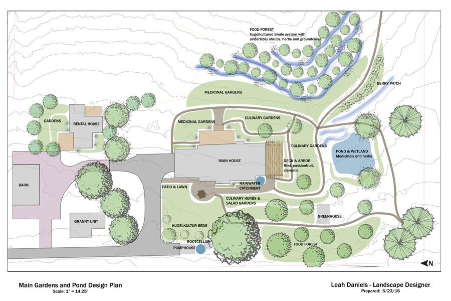 A permaculture homestead garden concept design. Sebastopol, 2016