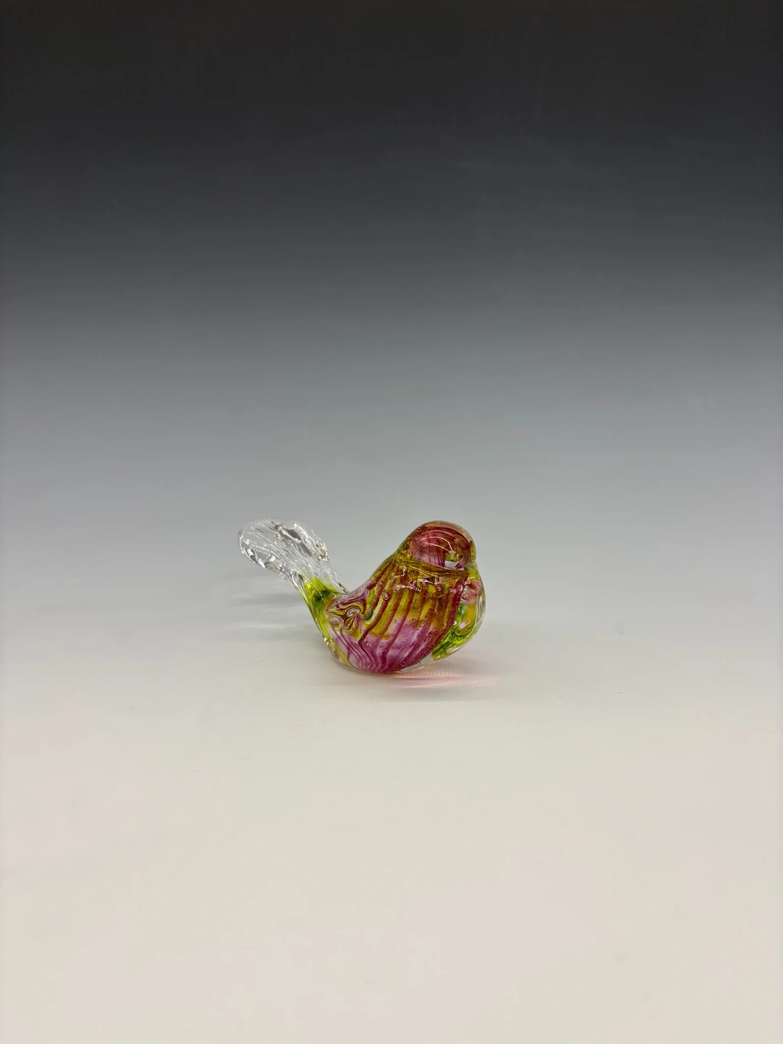 Charming Handblown Glass Bird - Pink & Green