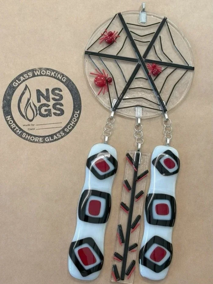 Colorful fused glass dream catcher