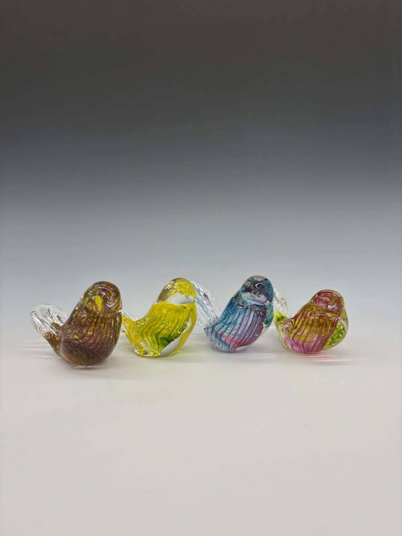 Handcrafted Glass Bird Figurines (set of 4)