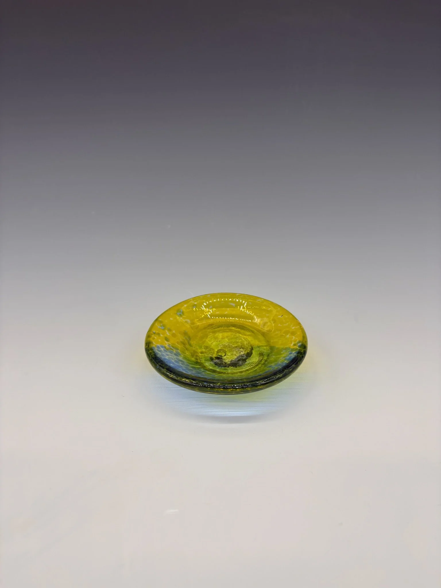 Exquisite Handblown Glass Bowl - Green & Yellow