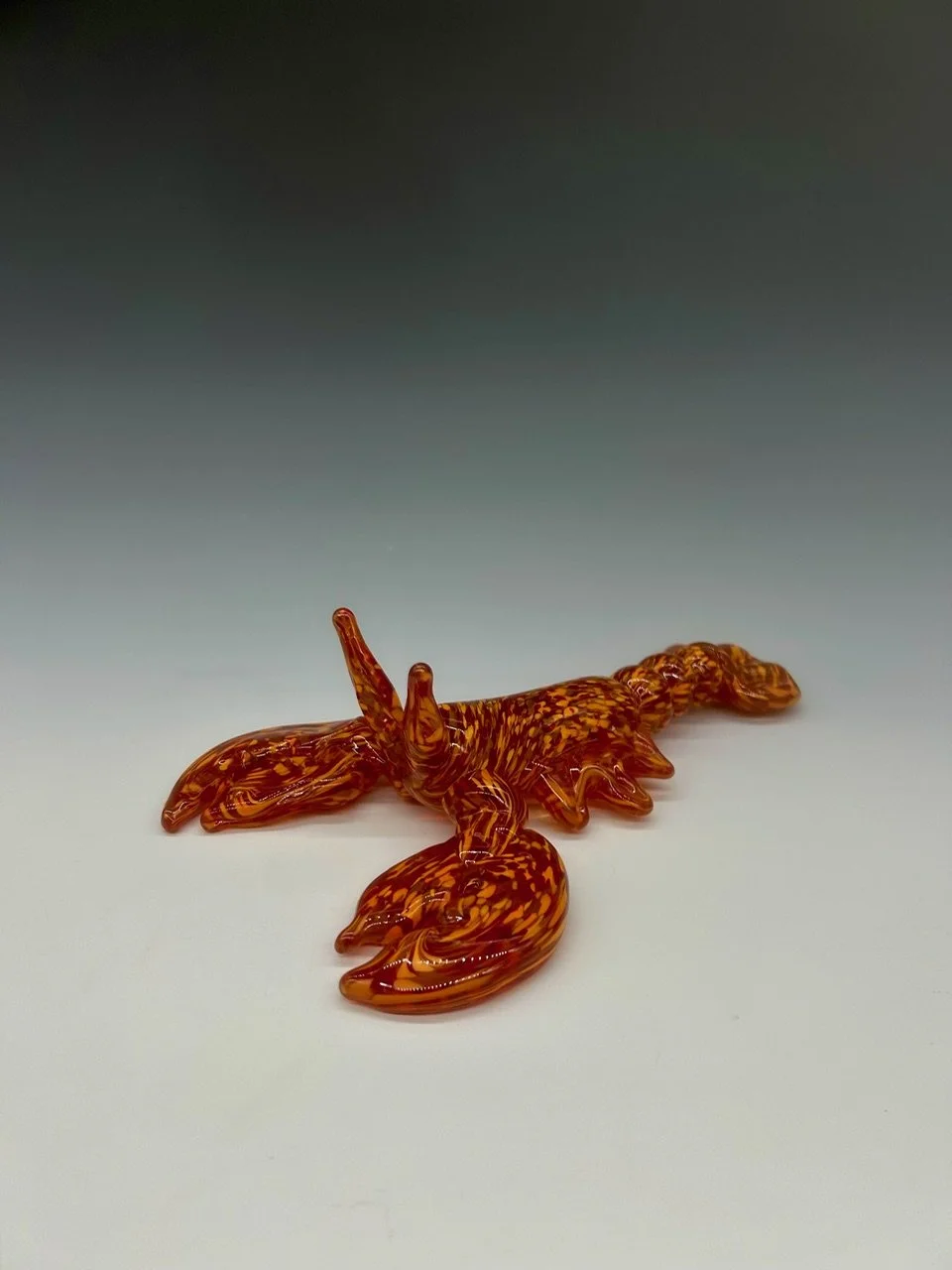 Hand-Blown Glass Lobster in Fire Red & Orange