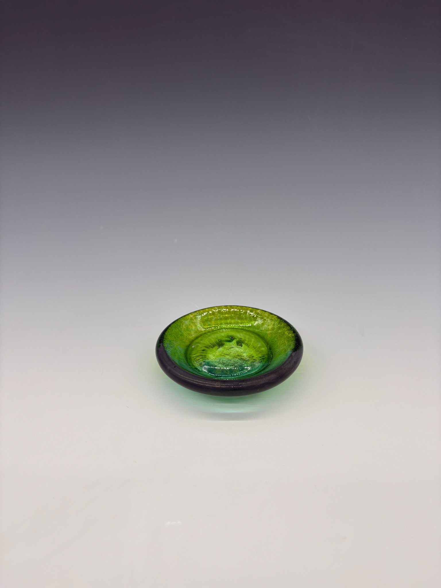 Handblown Solid Glass Bowl in Green-Blue Ombre