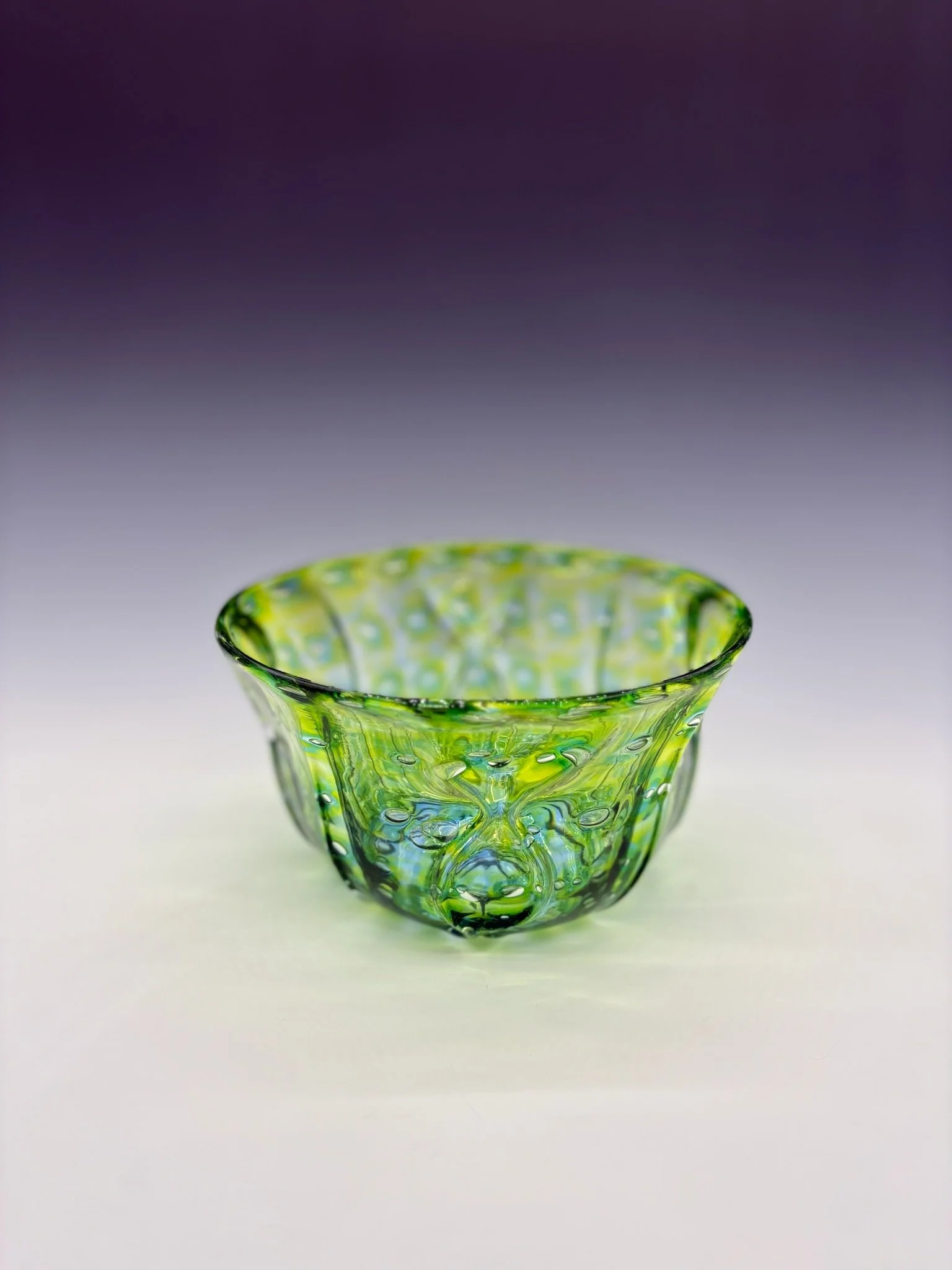 Artisan Handblown Glass Bowl - Green & Blue