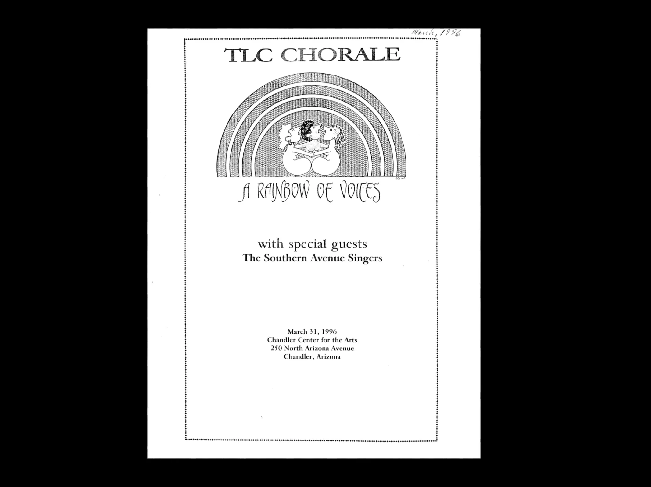 TLC's Concert Program from March 1996: A Rainbow of Voices.