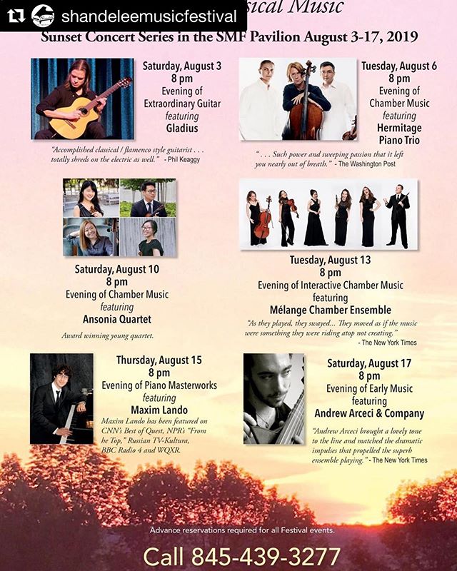🔥OMG! We are in THE BEST company at @shandeleemusicfestival this summer! 🔥

#Repost @shandeleemusicfestival ・・・
Happy to announce our 2019 Concert Season! Look forward to seeing you there! #shandeleemusicfestival #hermitagepianotrio #ensemblemelang