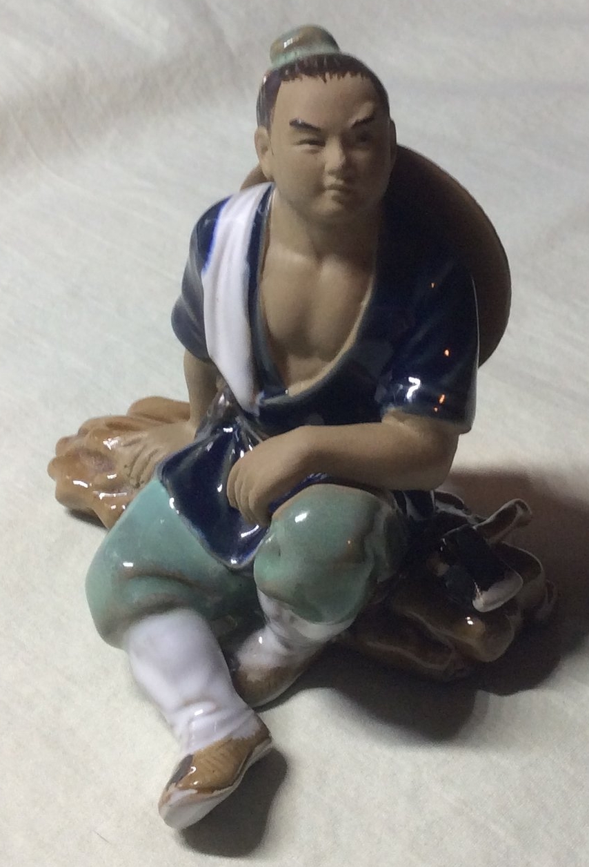 Asian Chinese Woodcutter Vintage Porcelain Figure