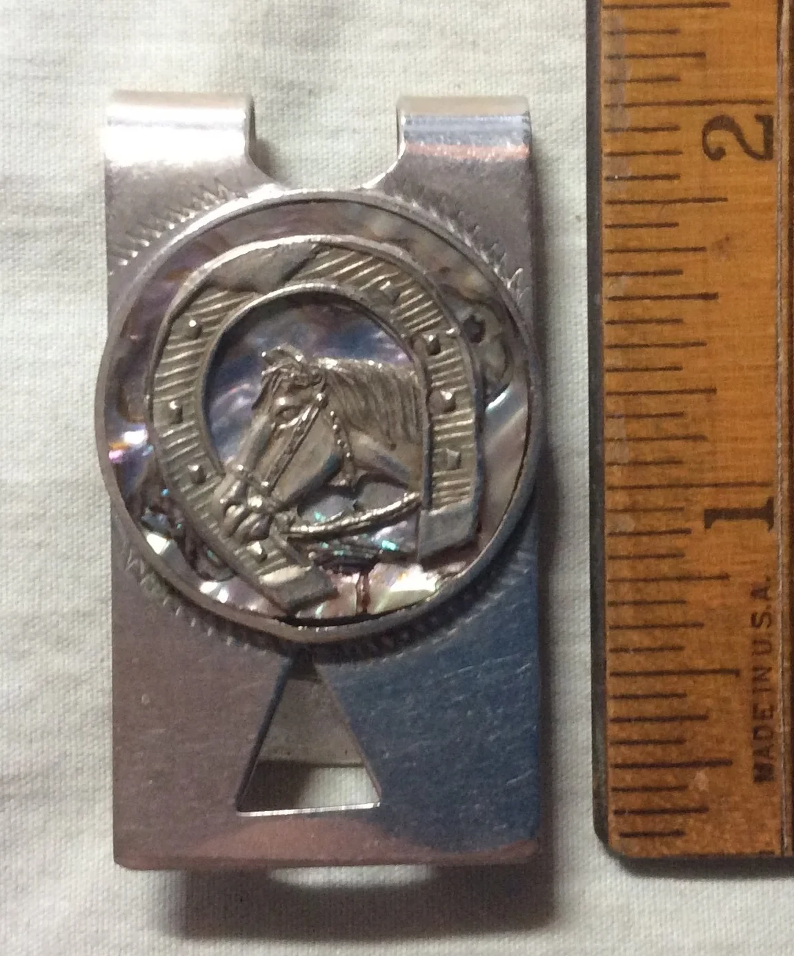 Beautiful Horse Head & Abalone Money Clip/Made in Mexico