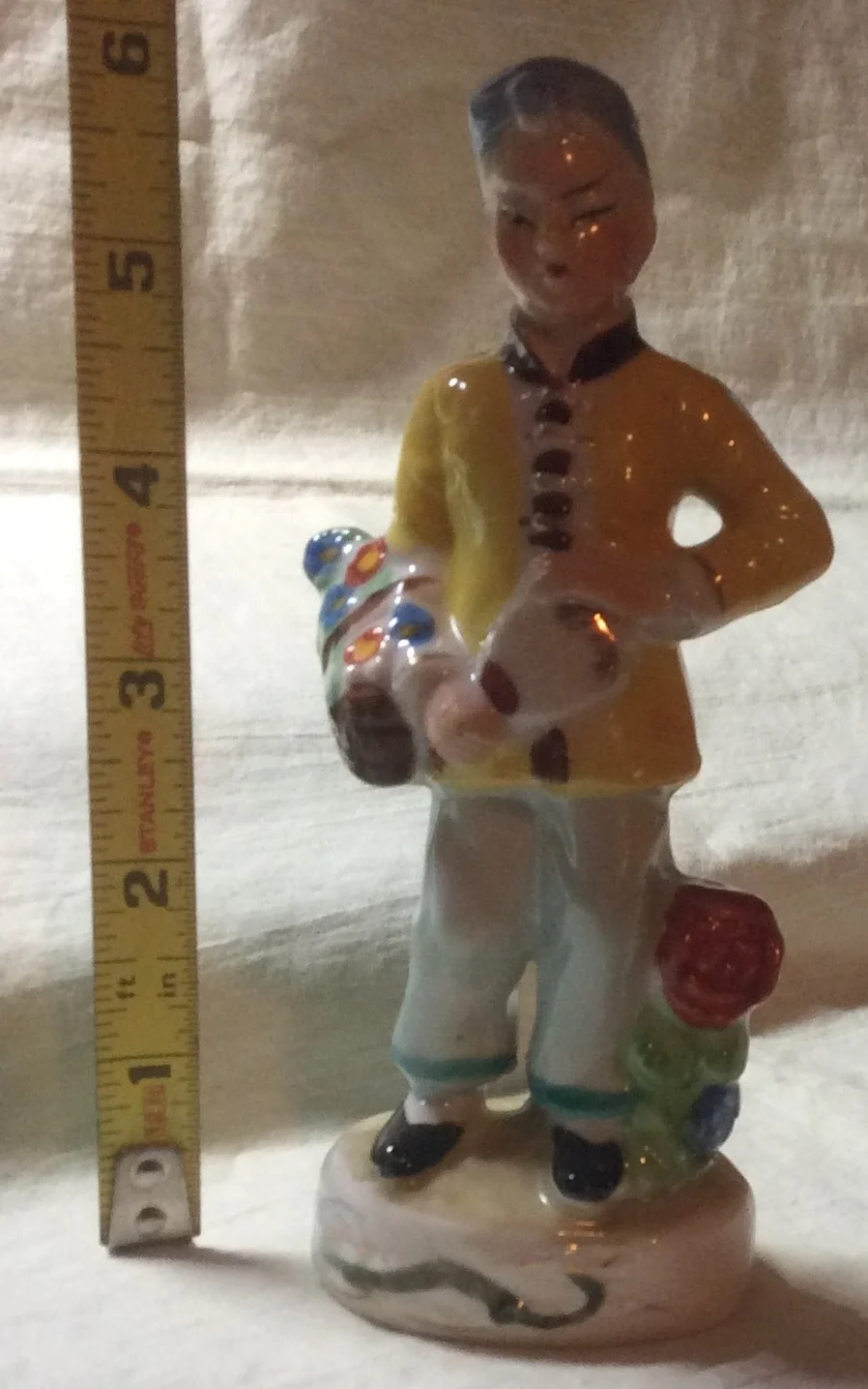 Asian Japanese Traveler with Lunch Basket Vintage Figurine