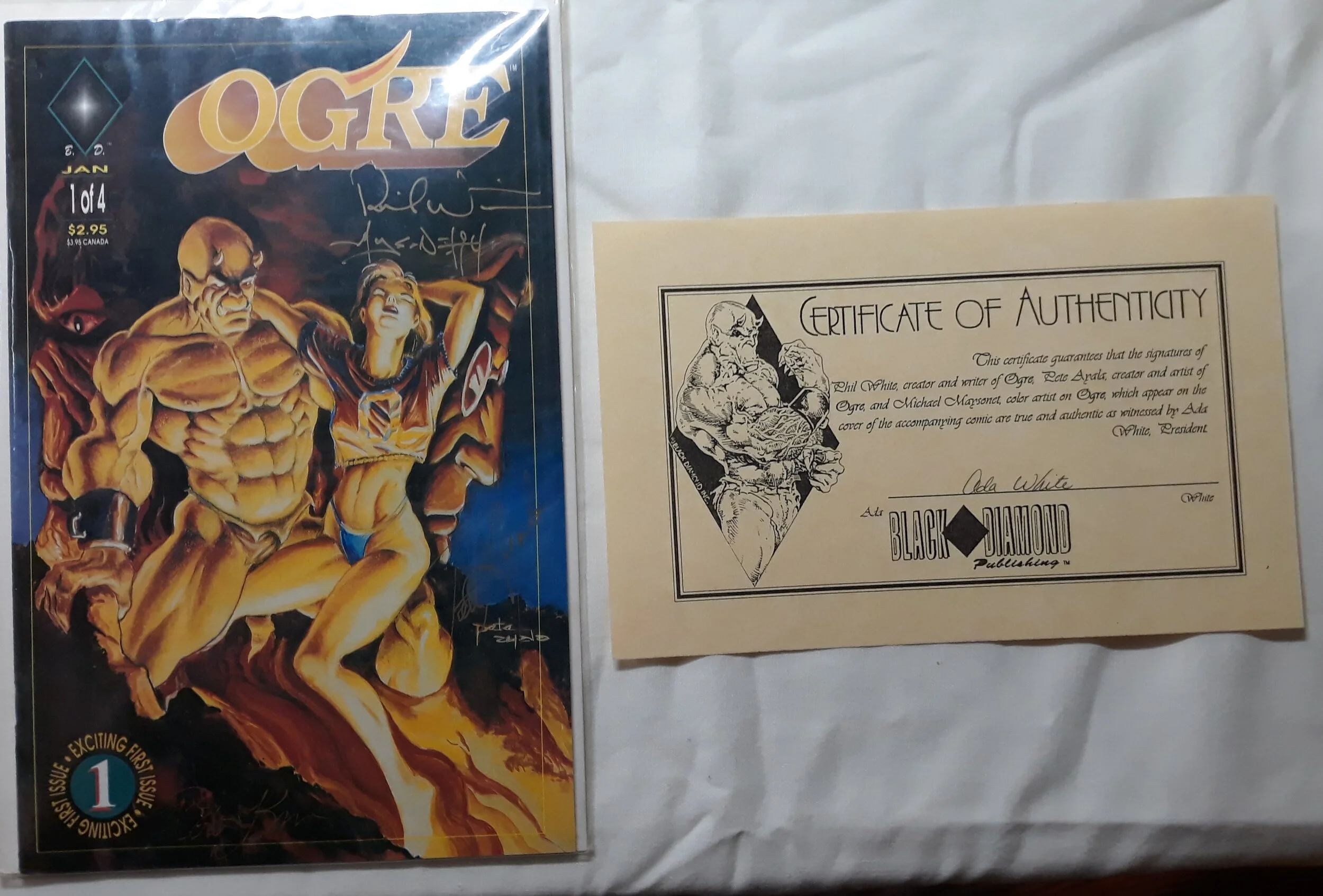 Ogre mixed lot 4 issues signed w/cert #1 - #4 (Black Diamond, 1993) all NM
