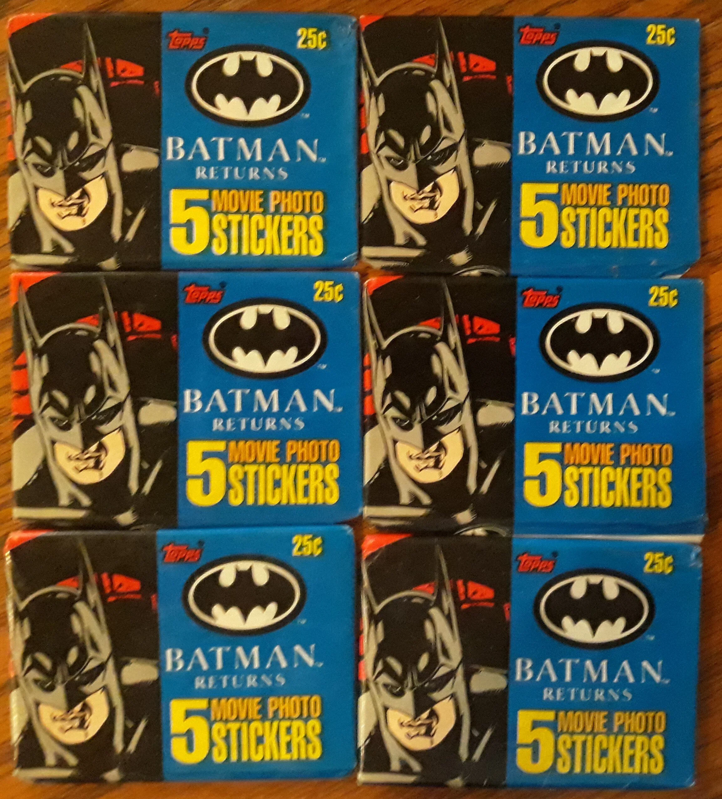 Batman Returns Movie Photo Stickers mixed lot 6 unopened packs (Topps, 1992)