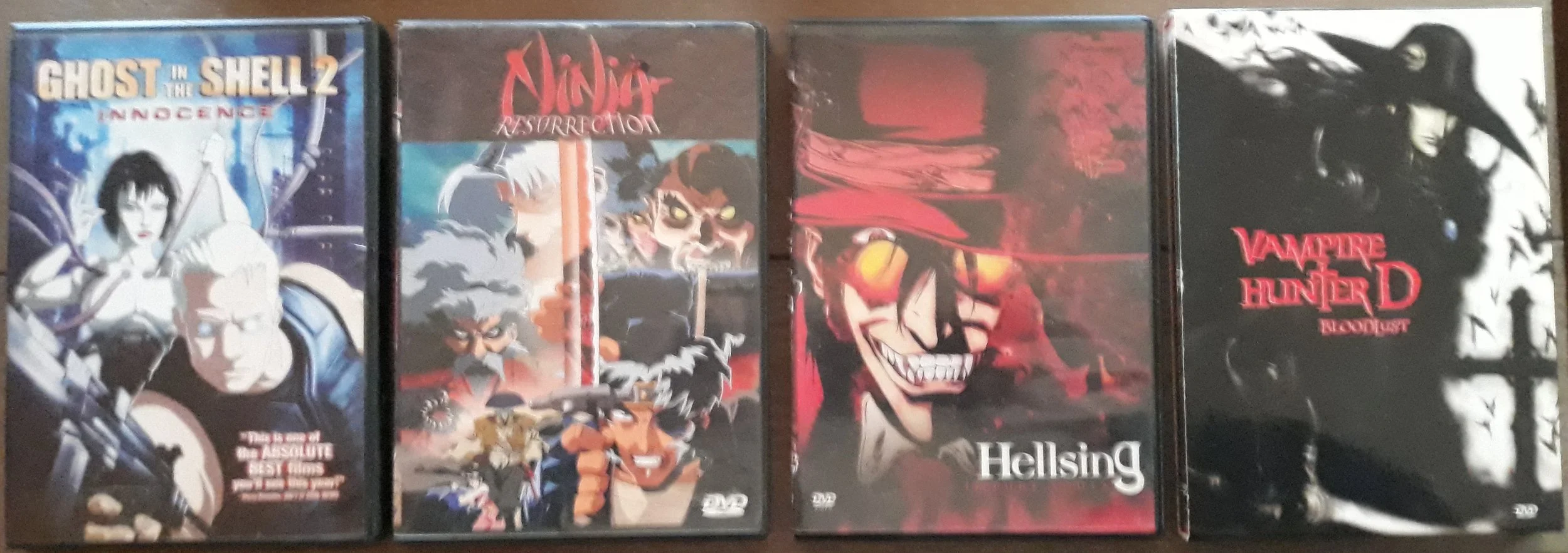 Anime DVDs - Mixed lot 4 movies - Vampire Hunter D Bloodlust/Ghost in the Shell 2/Hellsing Impure Souls/Ninja Resurrection