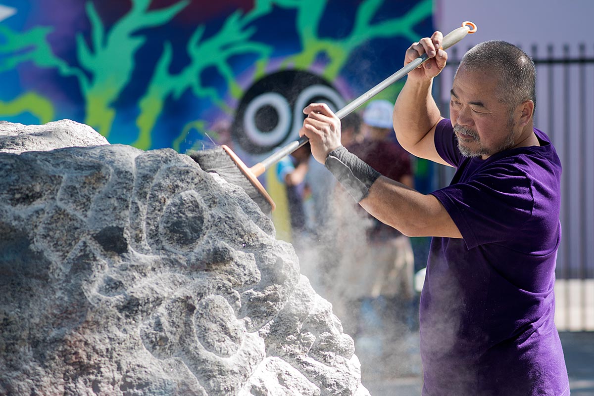 KEN HIRATSUKA AT WORK INSIDE THE WYNWOOD WALLS