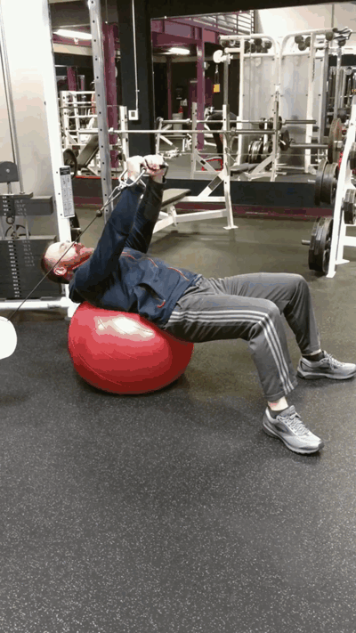 Supine Cable Chest Press on Swiss Ball Wake Boarding and water skiing Balance strength endurance the best core exercises.gif